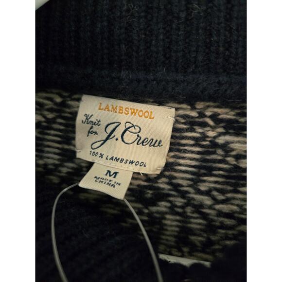 J.crew sweater Fair Isle lambswool half-zip sweater NWT NEW deep navy beachwood - Picture 4 of 5